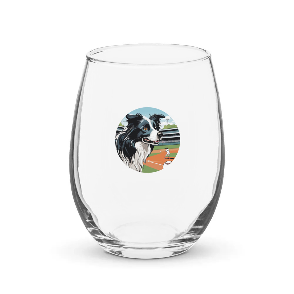 PugMug Custom Border Collie Stemless Wine Glass