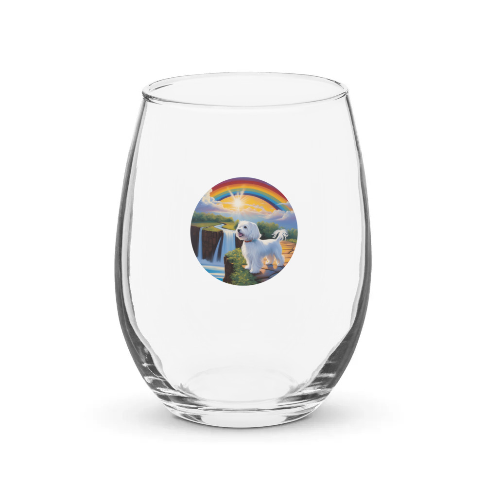 PugMug Custom White Havanese Dog Stemless Wine Glass