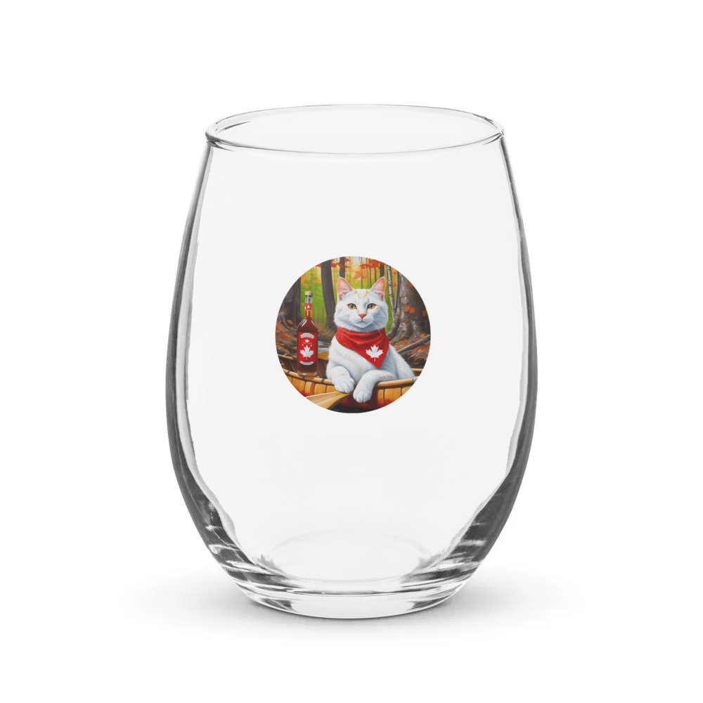 PugMug Custom White Companion Cat Stemless Wine Glass