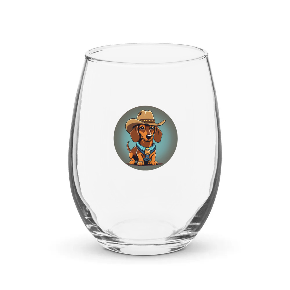 PugMug Custom Tan Dachshund Stemless Wine Glass