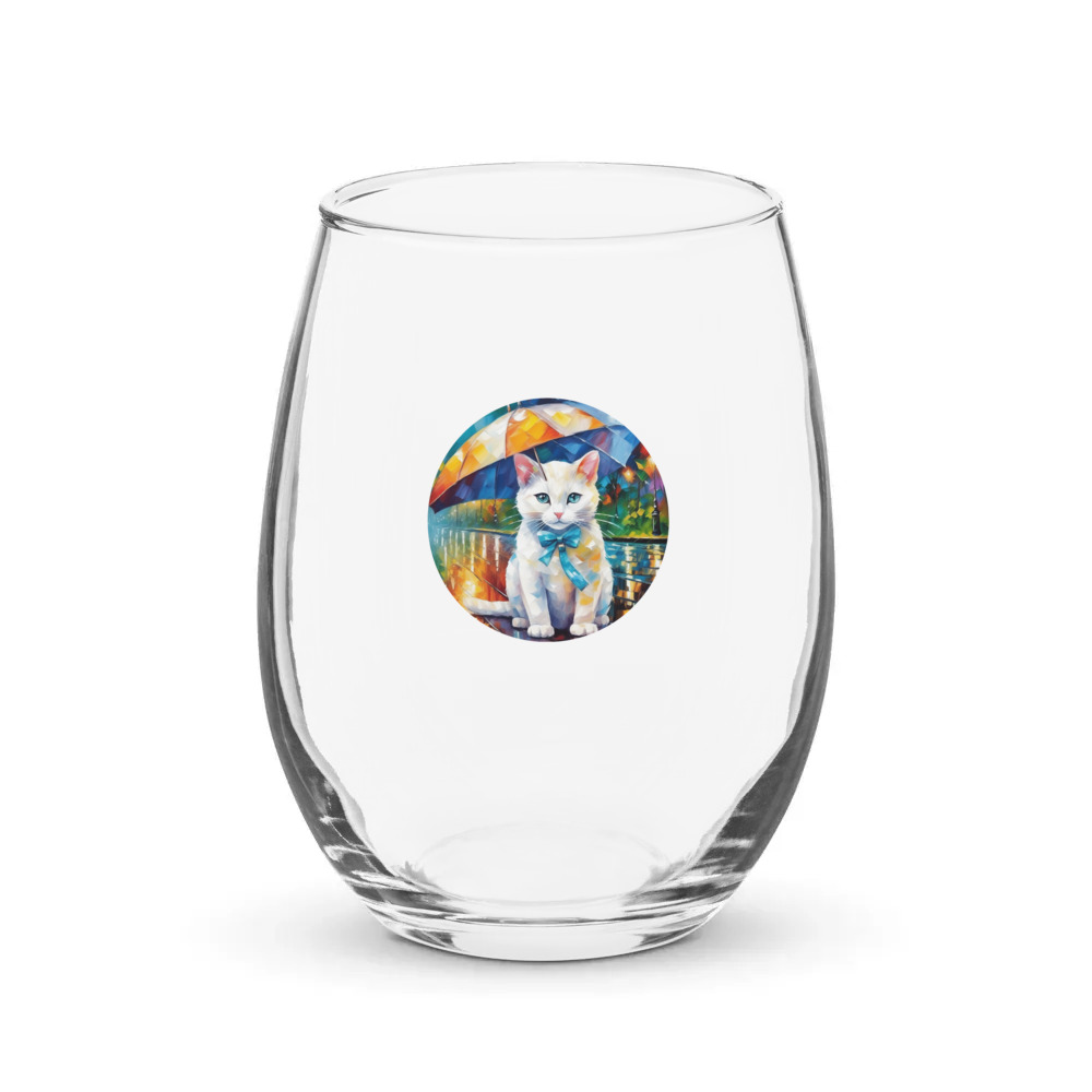 PugMug Custom White Exotic Cat Stemless Wine Glass