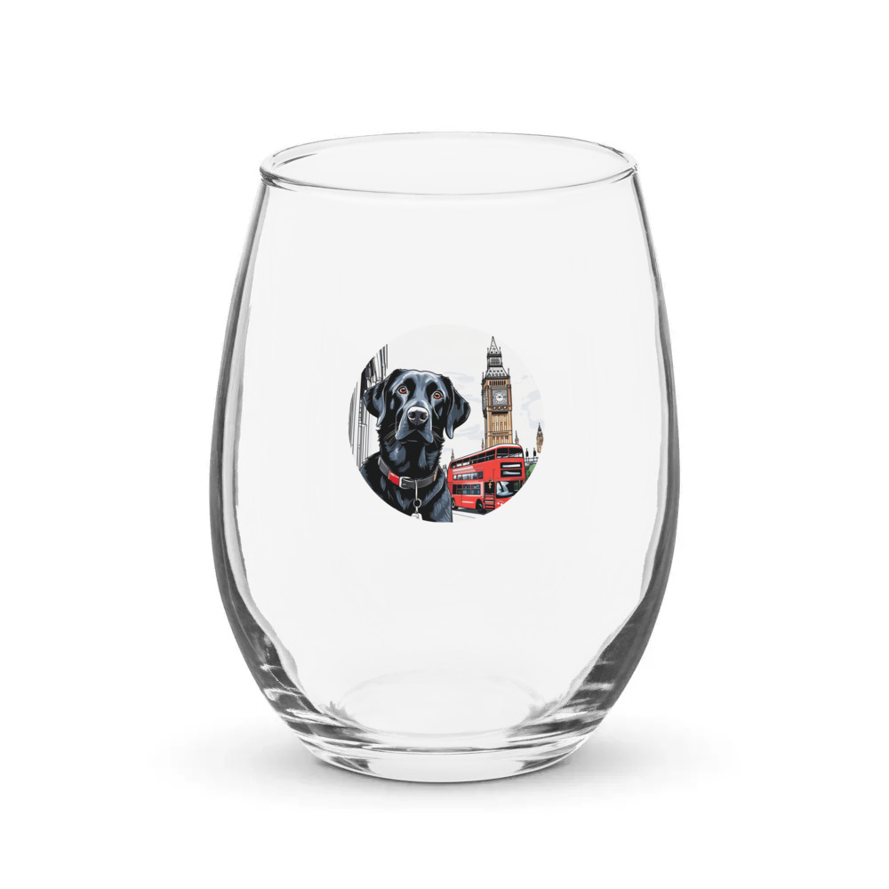 PugMug Custom Black Labrador Retriever Stemless Wine Glass