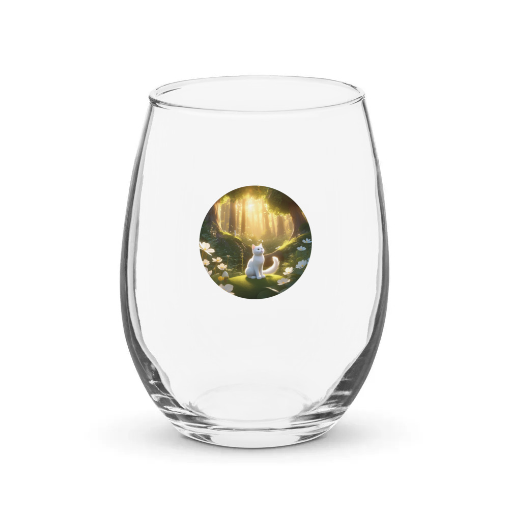 PugMug Custom White Companion Cat Stemless Wine Glass