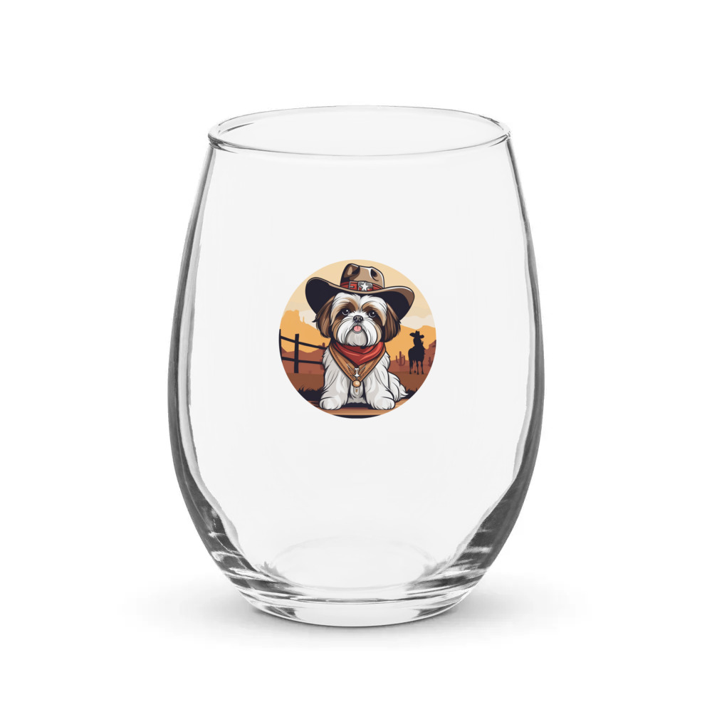 PugMug Custom Shih Tzu Stemless Wine Glass