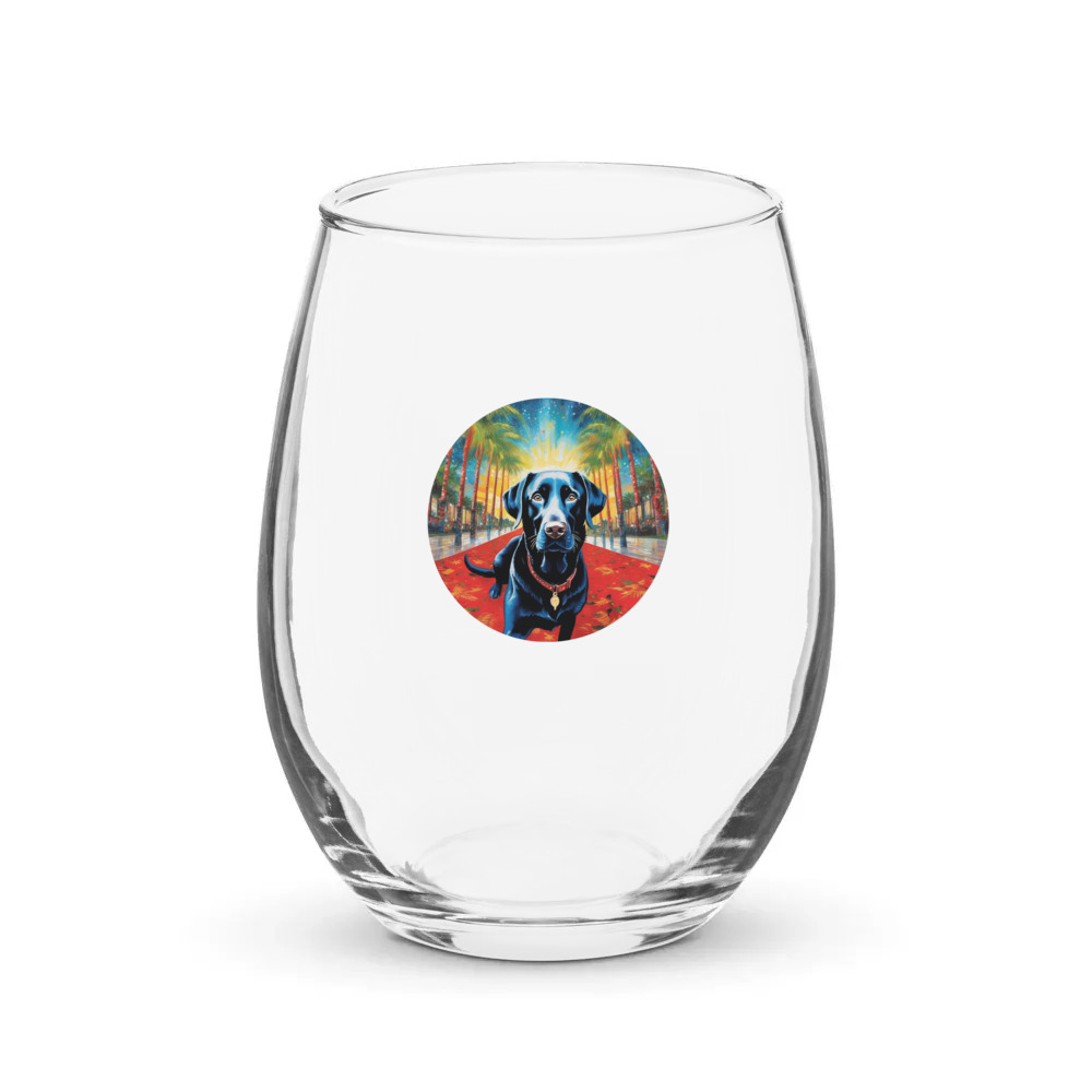 PugMug Custom Black Labrador Retriever Stemless Wine Glass