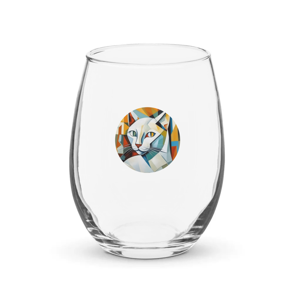 PugMug Custom White Companion Cat Stemless Wine Glass