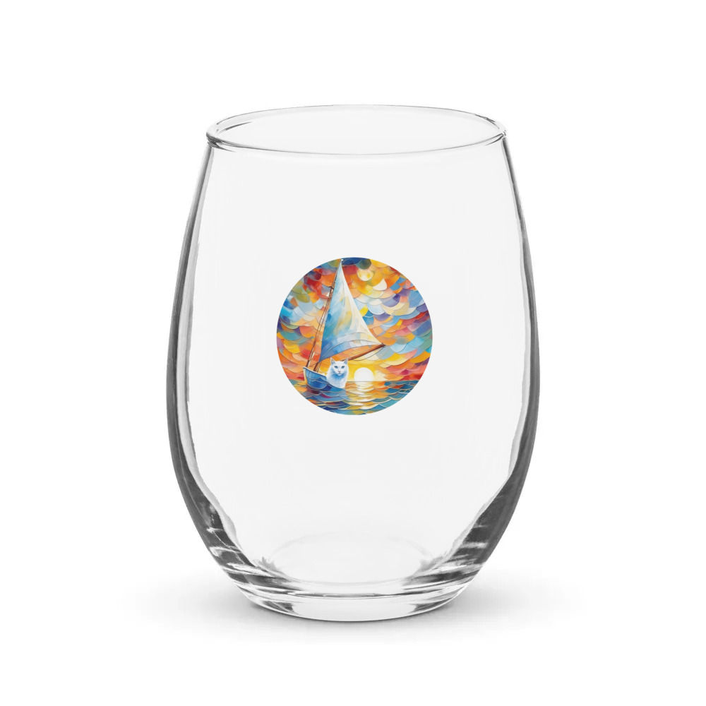 PugMug Custom White Companion Cat Stemless Wine Glass