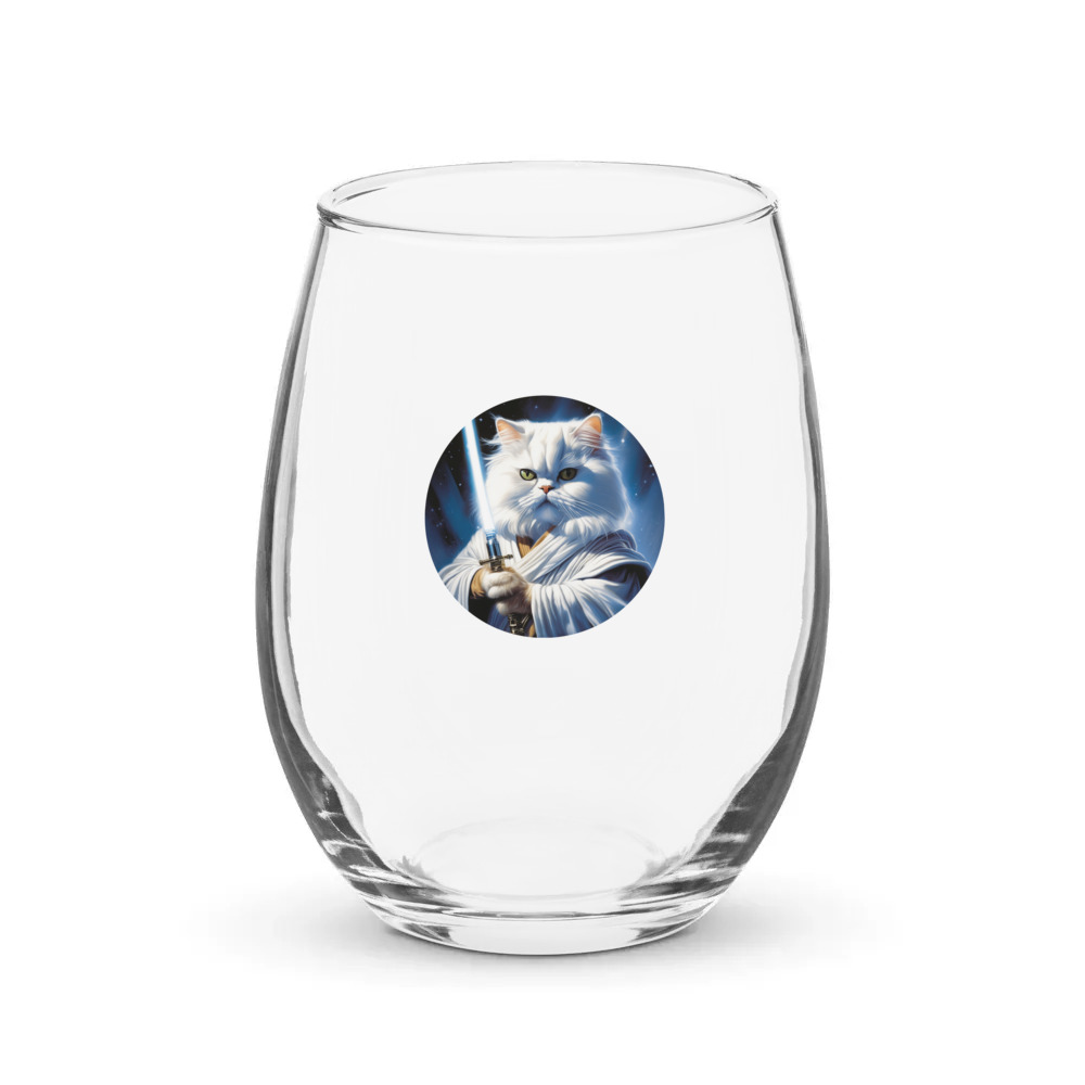 PugMug Custom White Persian Cat Stemless Wine Glass
