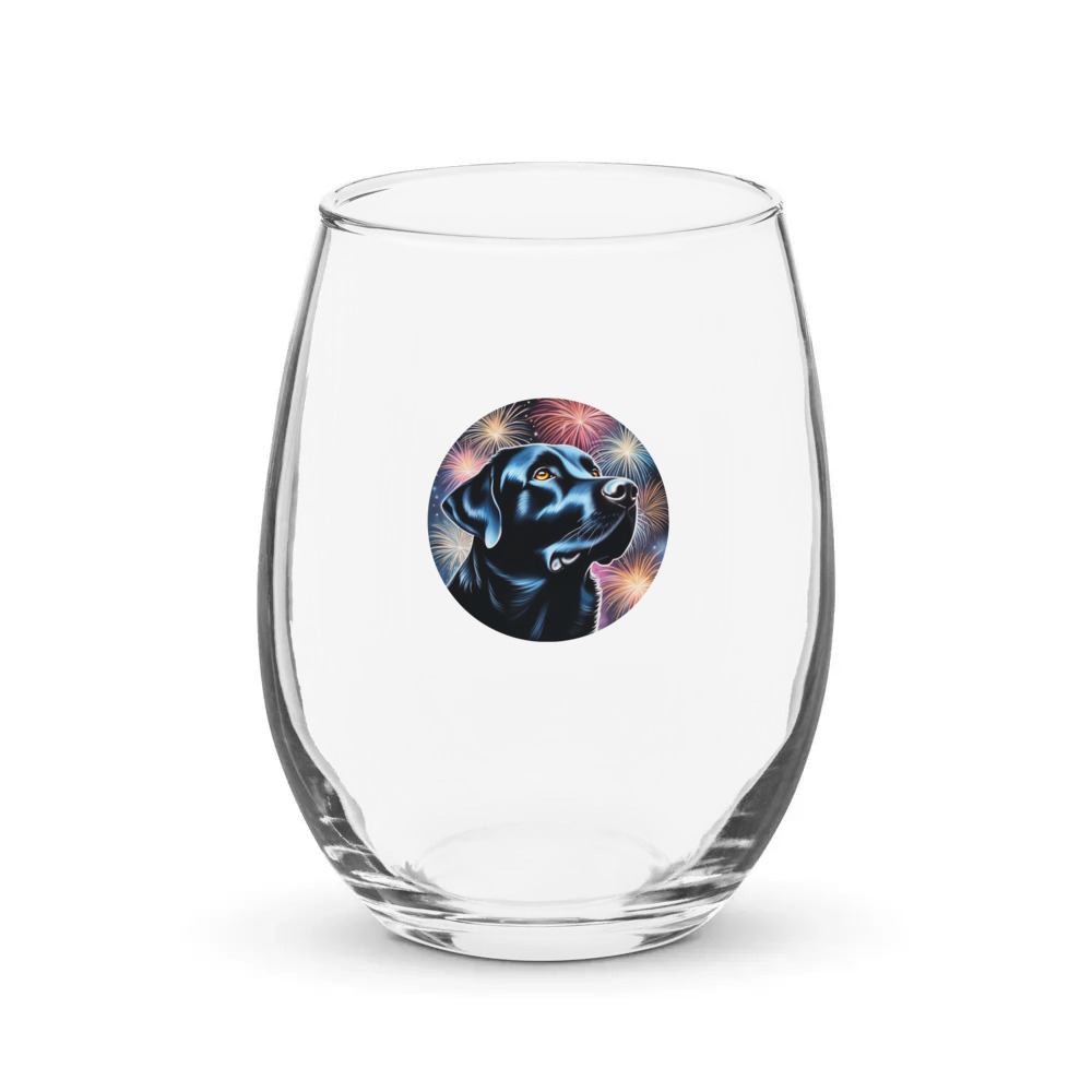 PugMug Custom Black Labrador Retriever Stemless Wine Glass