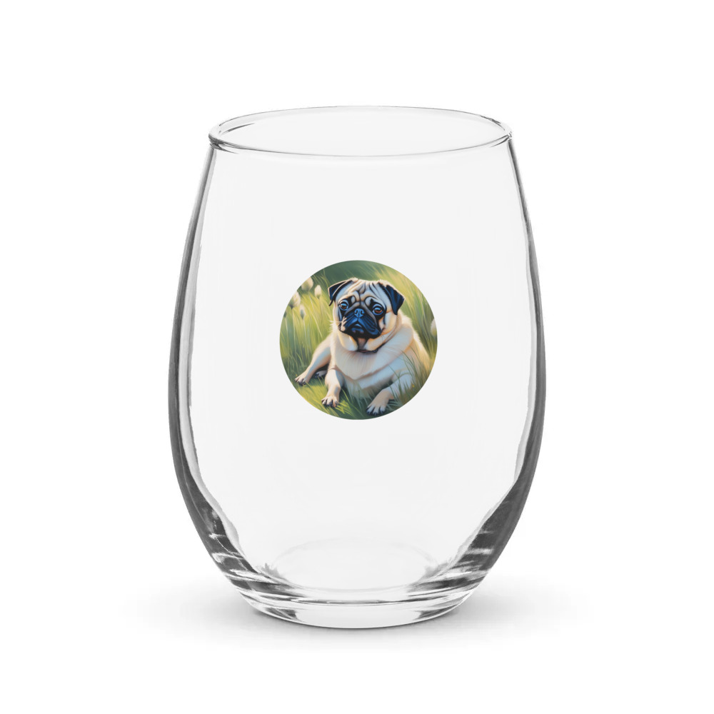 PugMug Custom Pug Stemless Wine Glass