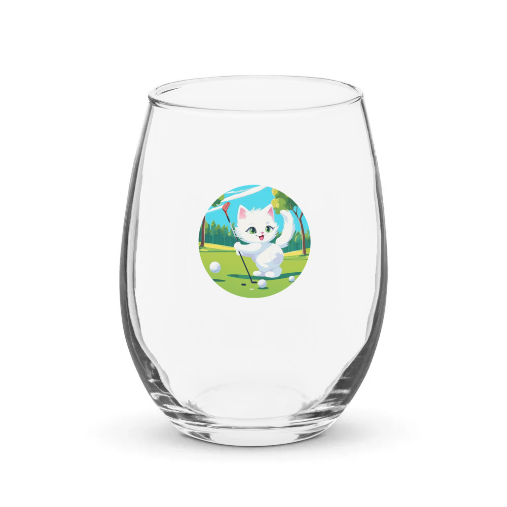 PugMug Custom White Companion Cat Stemless Wine Glass