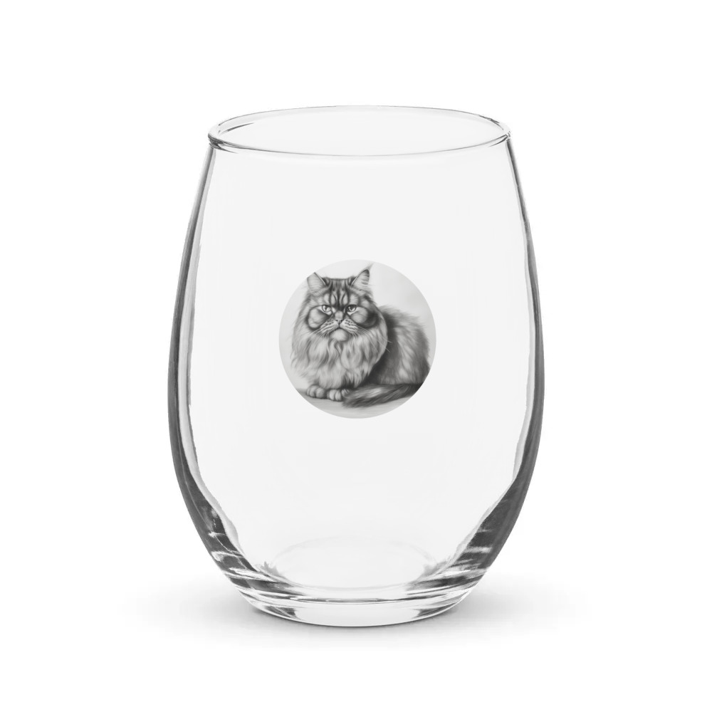 PugMug Custom Tabby Persian Cat Stemless Wine Glass