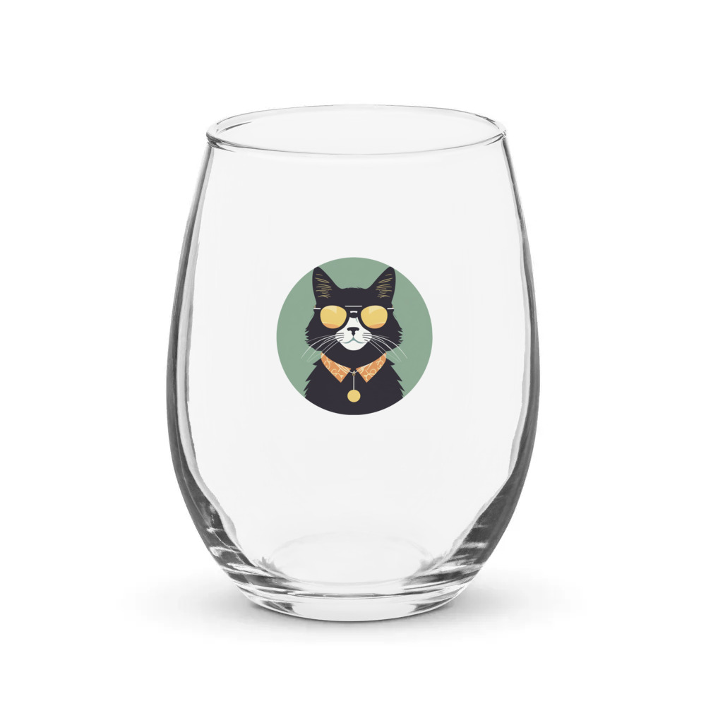 PugMug Custom Black Ragdoll Cat Stemless Wine Glass