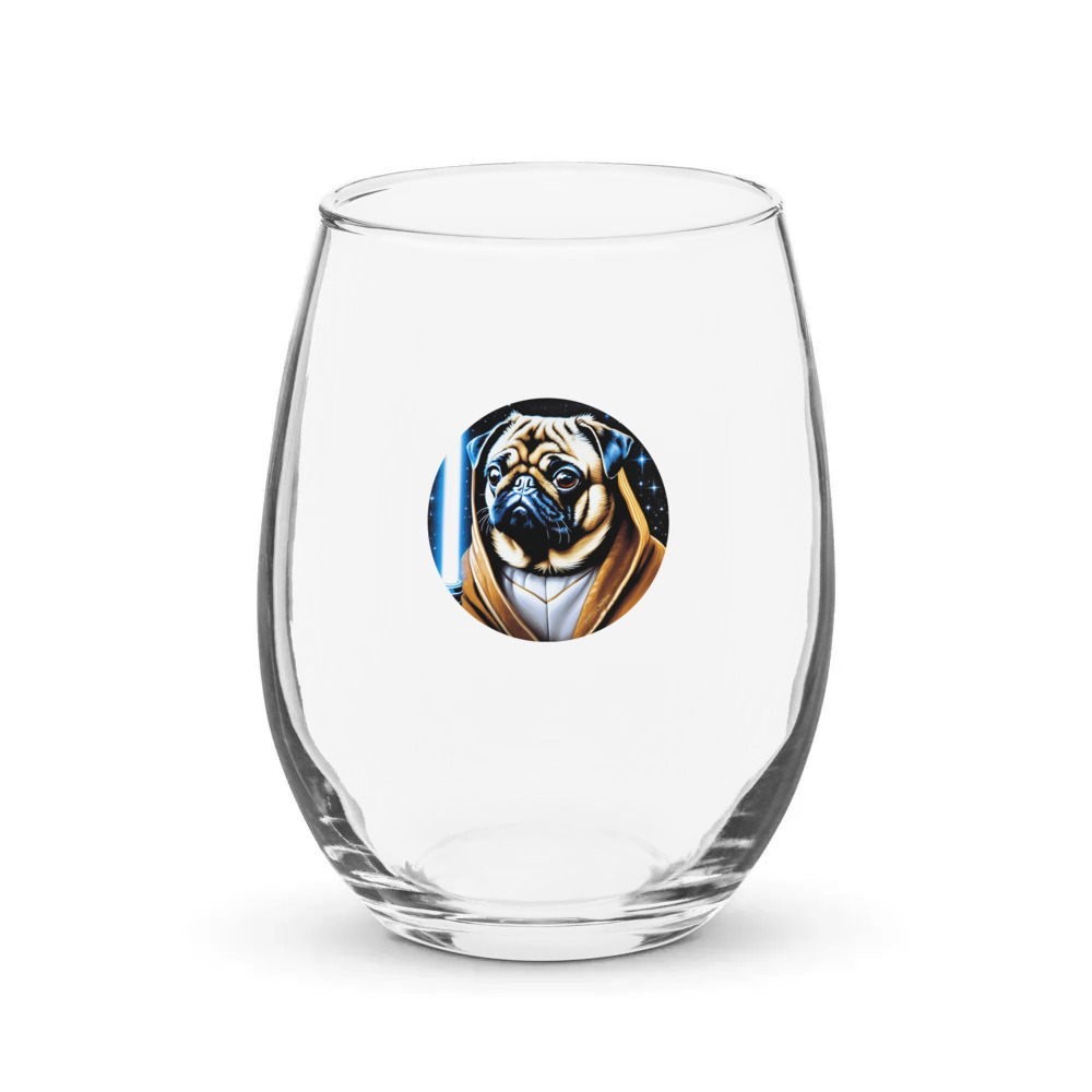 PugMug Custom Pug Stemless Wine Glass