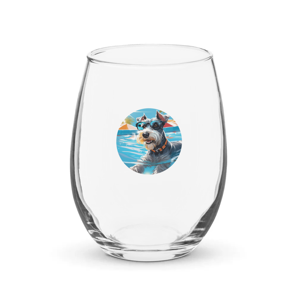 PugMug Custom Miniature Schnauzer Stemless Wine Glass