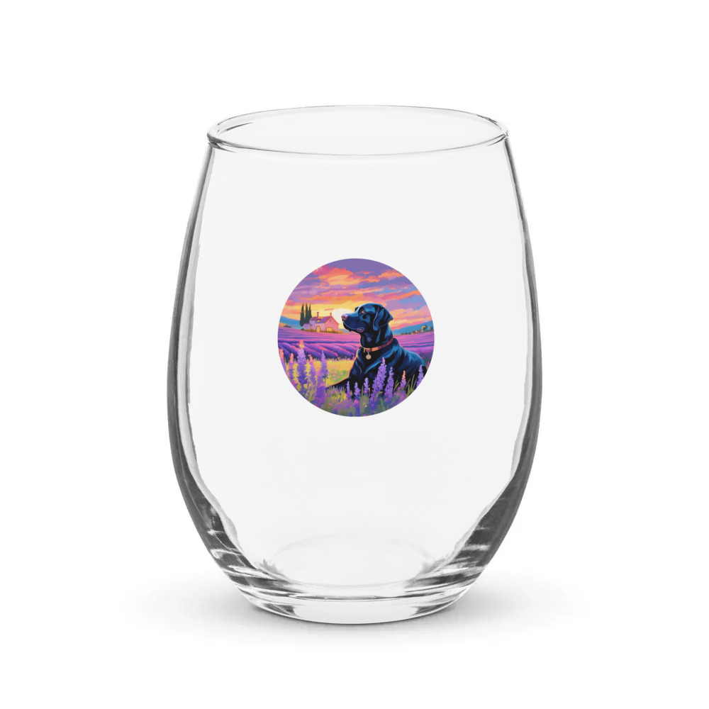 PugMug Custom Black Labrador Retriever Stemless Wine Glass