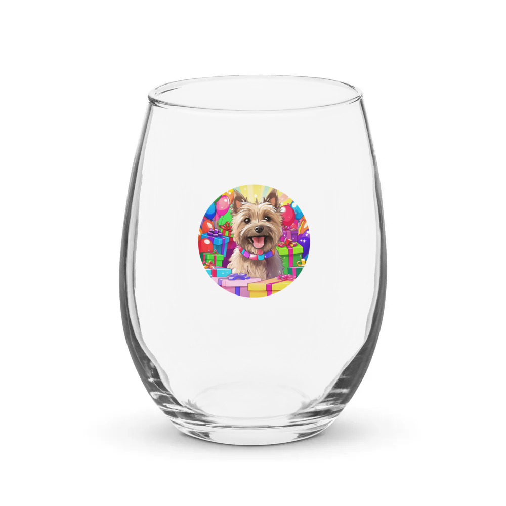 PugMug Custom Cairn Terrier Stemless Wine Glass
