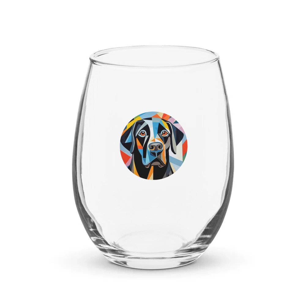 PugMug Custom Black Labrador Retriever Stemless Wine Glass