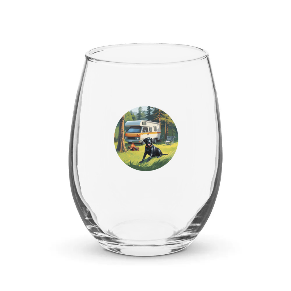 PugMug Custom Black Labrador Retriever Stemless Wine Glass