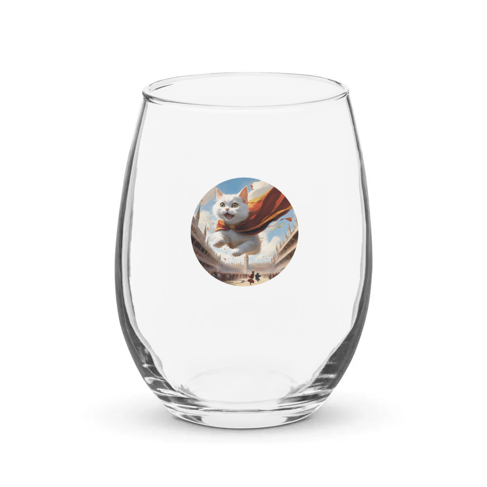 PugMug Custom White Companion Cat Stemless Wine Glass