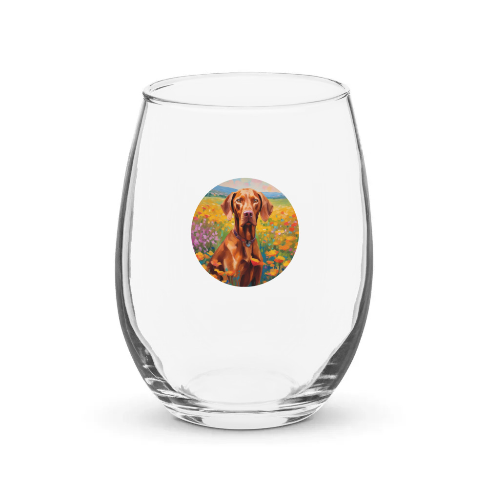PugMug Custom Vizsla Stemless Wine Glass