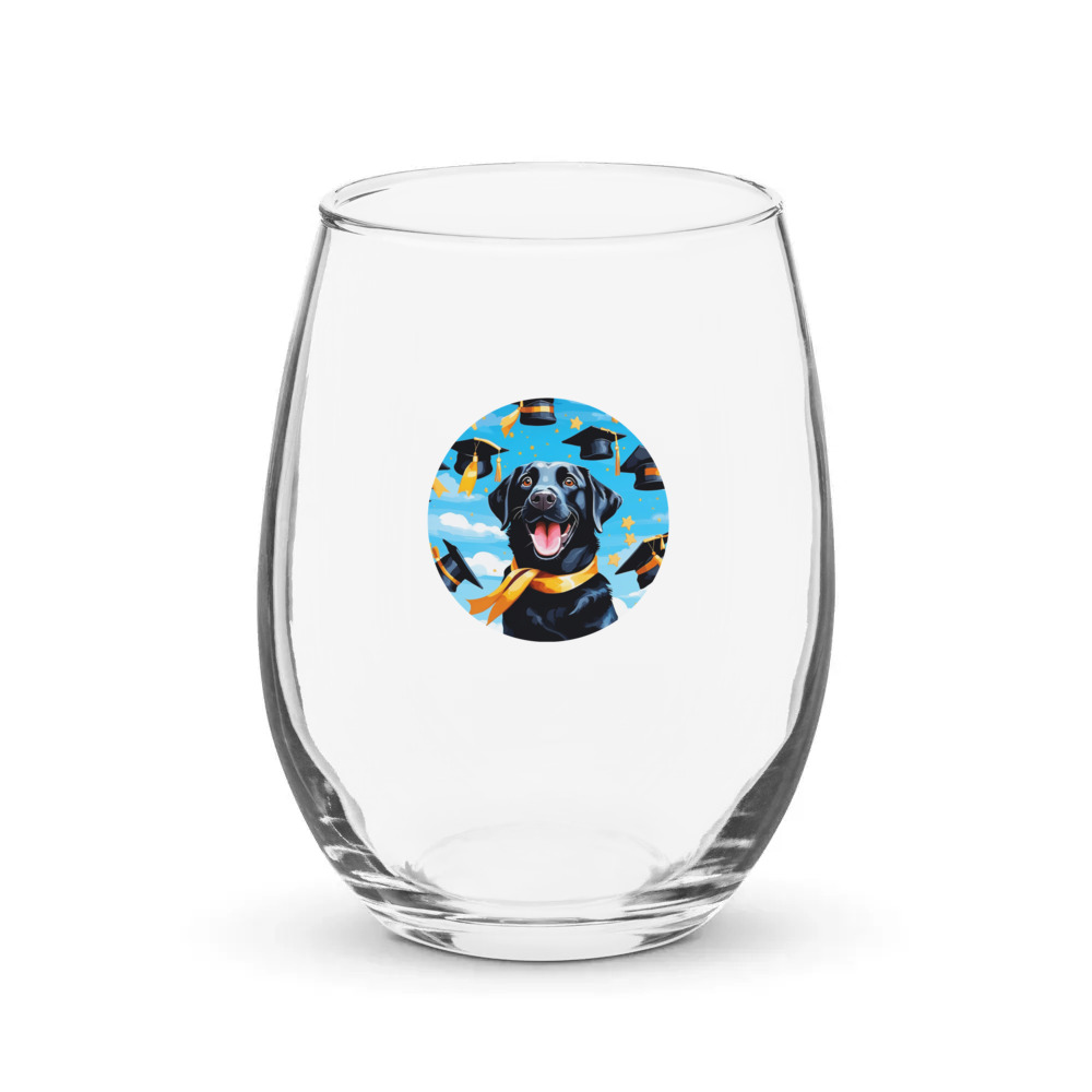 PugMug Custom Black Labrador Retriever Stemless Wine Glass