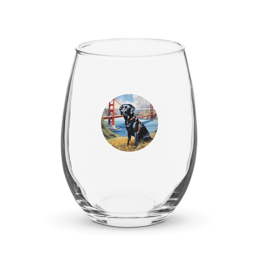 PugMug Custom Black Labrador Retriever Stemless Wine Glass