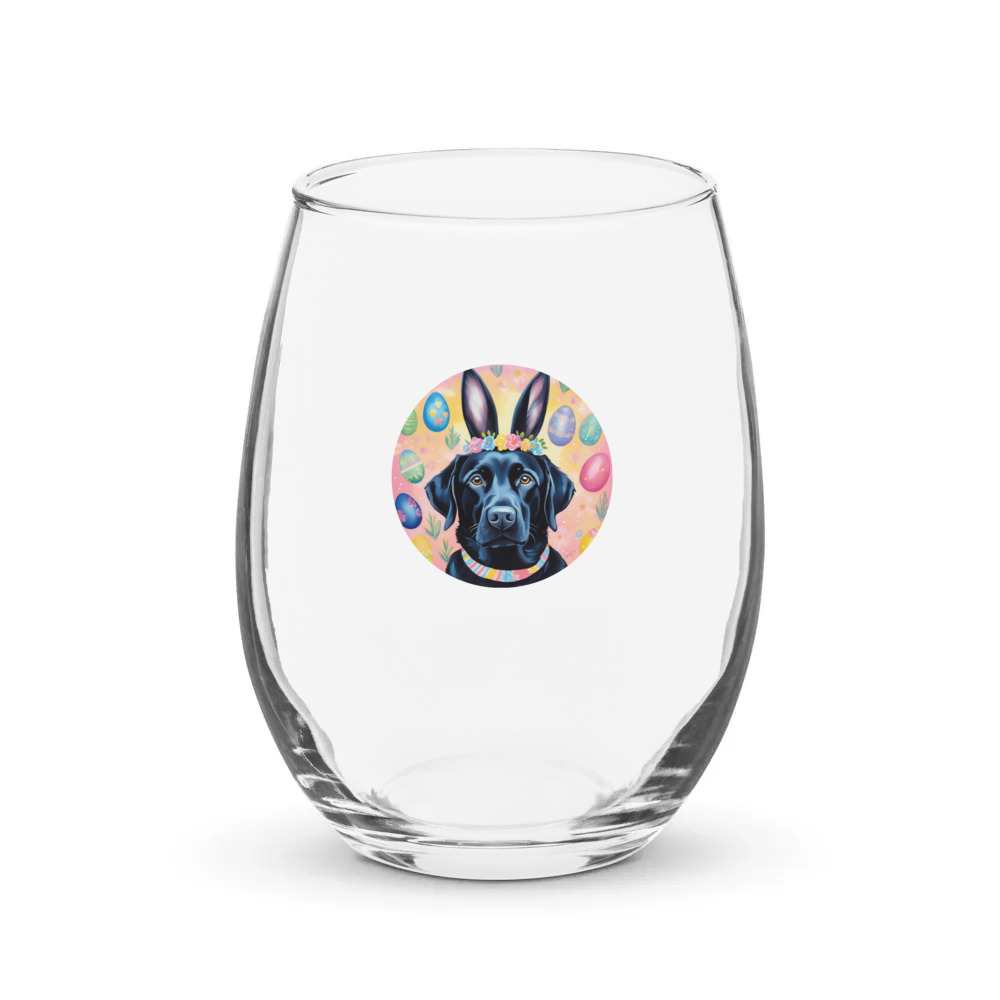 PugMug Custom Black Labrador Retriever Stemless Wine Glass