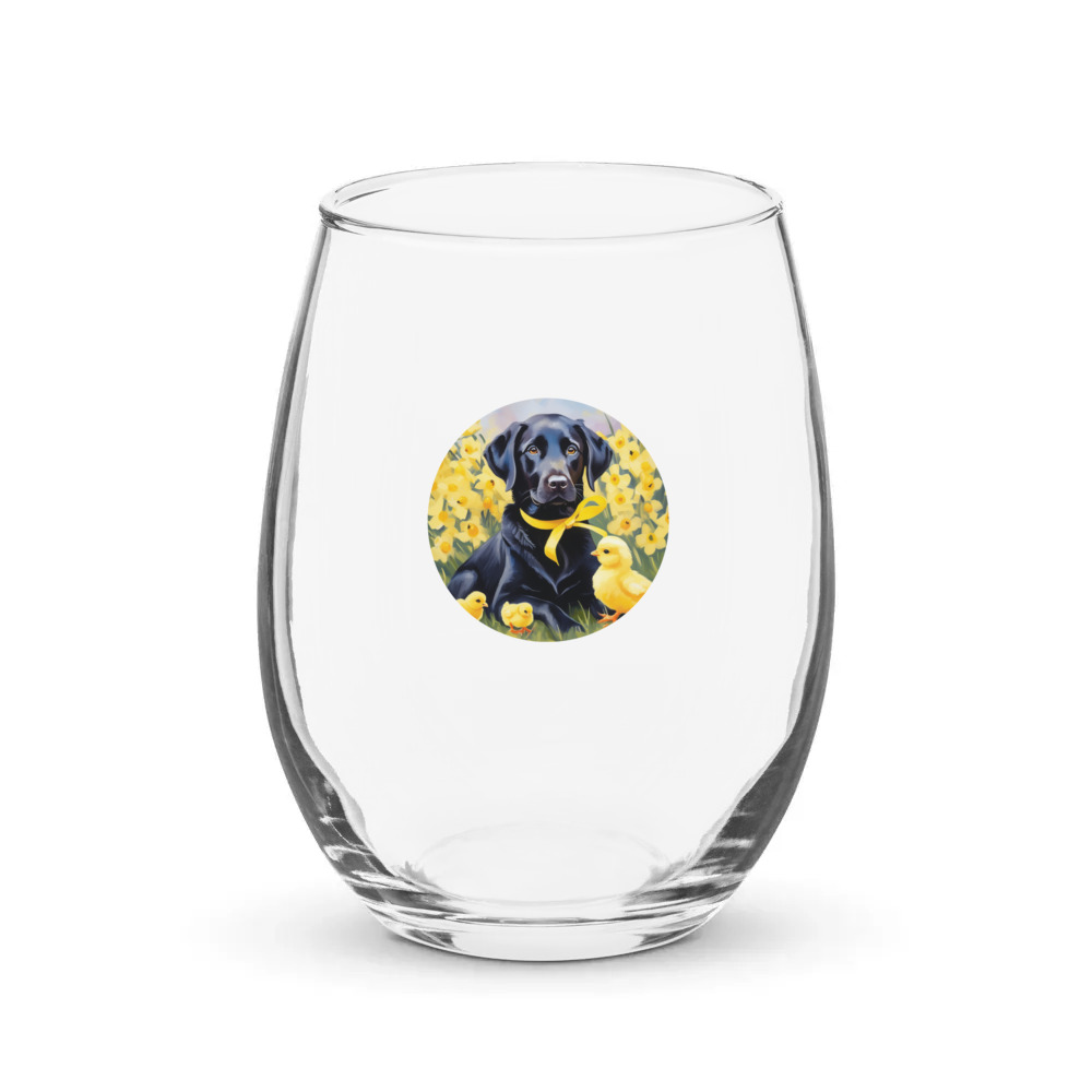 PugMug Custom Black Labrador Retriever Stemless Wine Glass