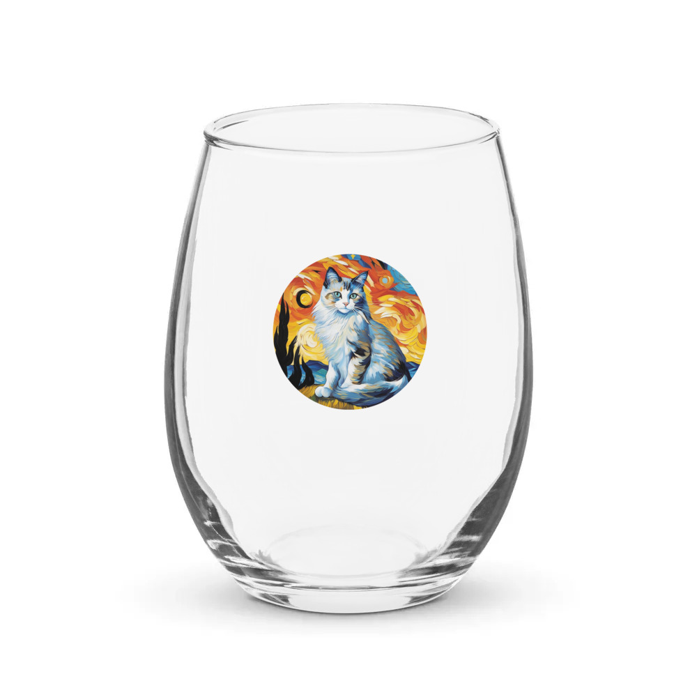 PugMug Custom Tabby Ragdoll Cat Stemless Wine Glass