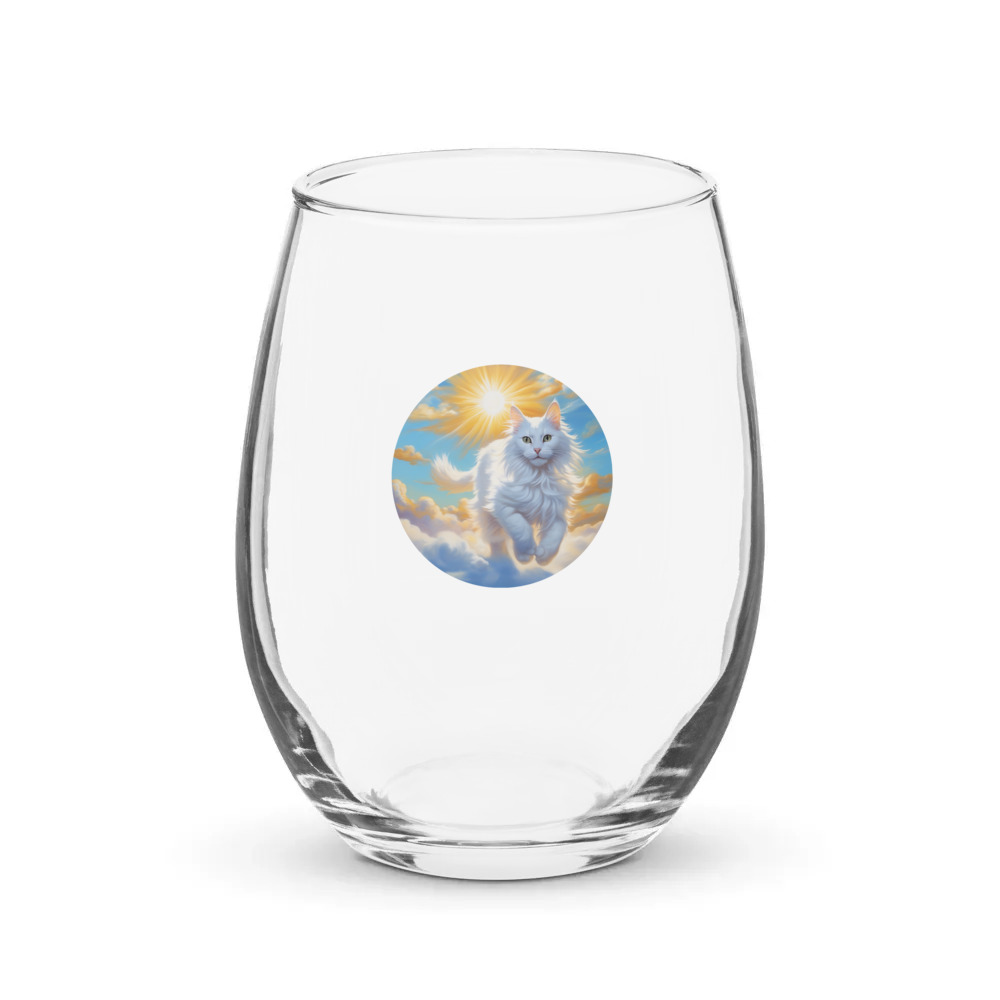 PugMug Custom White Companion Cat Stemless Wine Glass