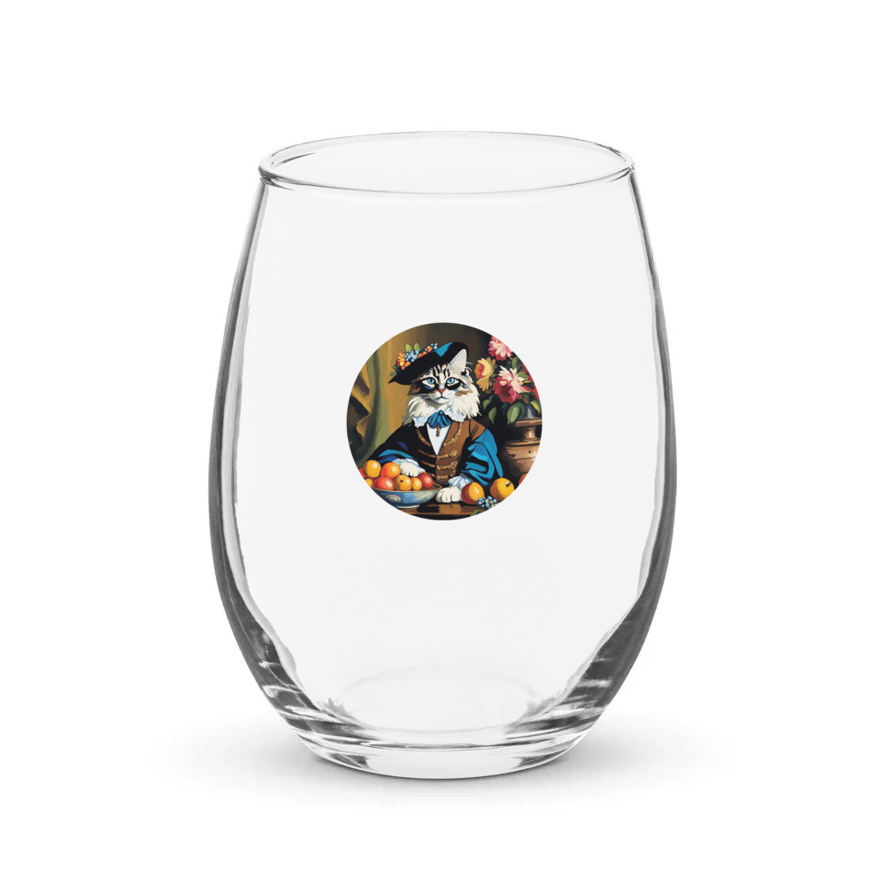PugMug Custom Tabby Ragdoll Cat Stemless Wine Glass
