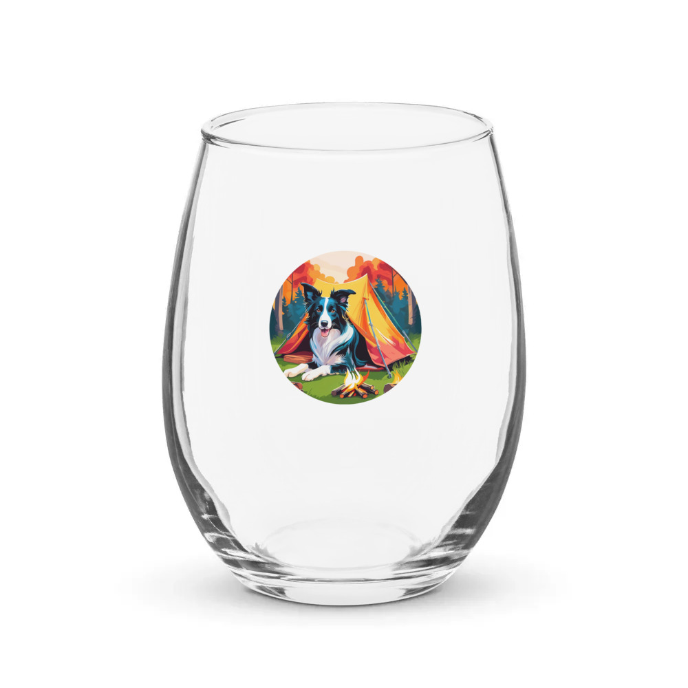 PugMug Custom Border Collie Stemless Wine Glass