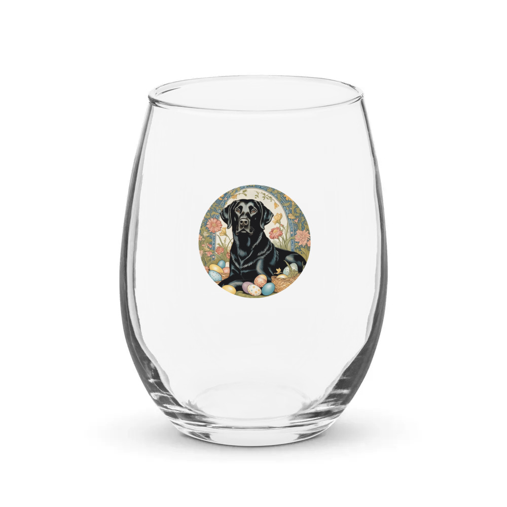 PugMug Custom Black Labrador Retriever Stemless Wine Glass