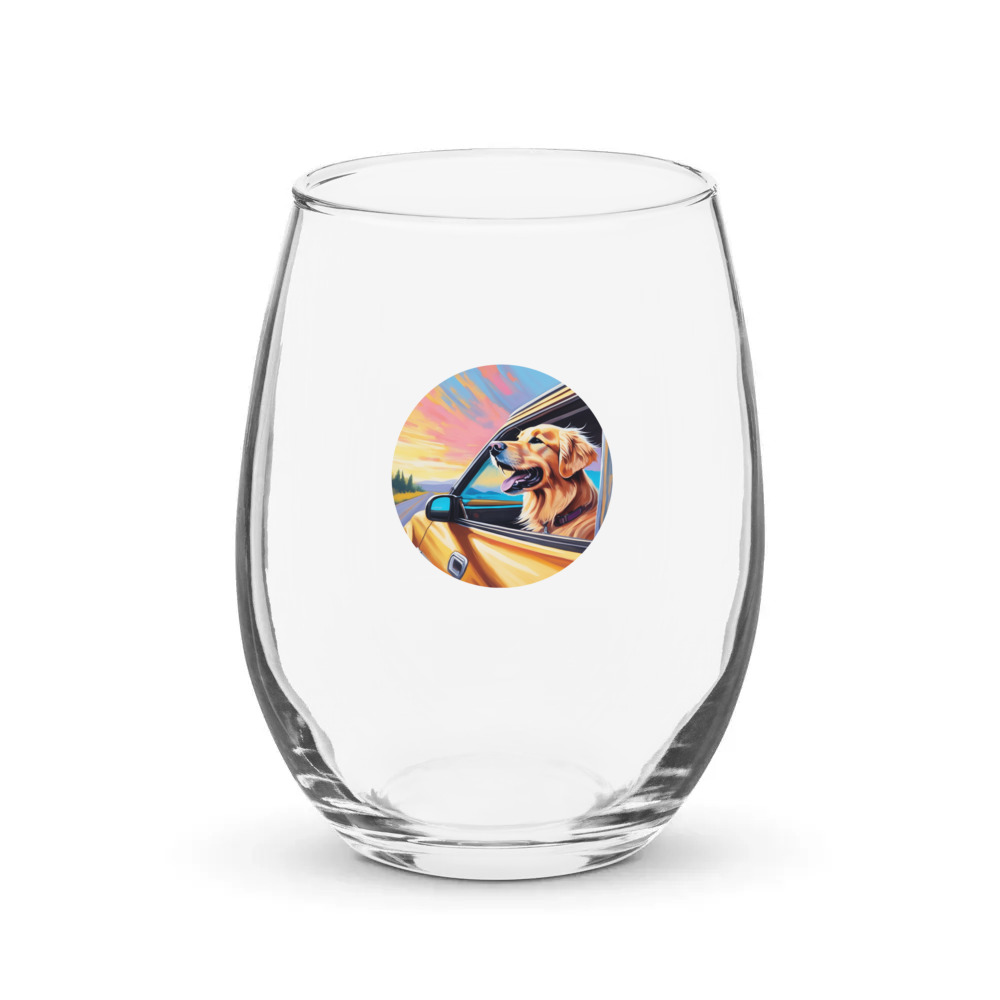 PugMug Custom Golden Retriever Stemless Wine Glass