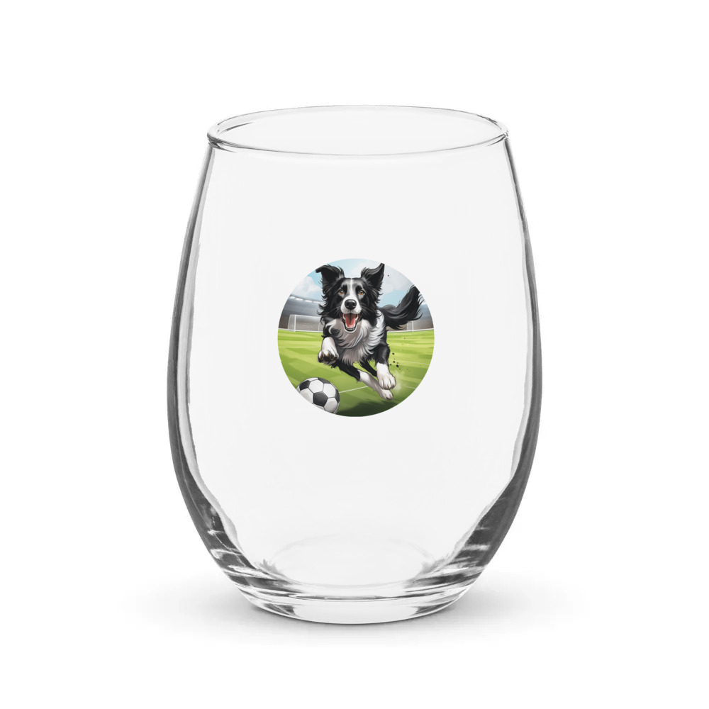 PugMug Custom Border Collie Stemless Wine Glass