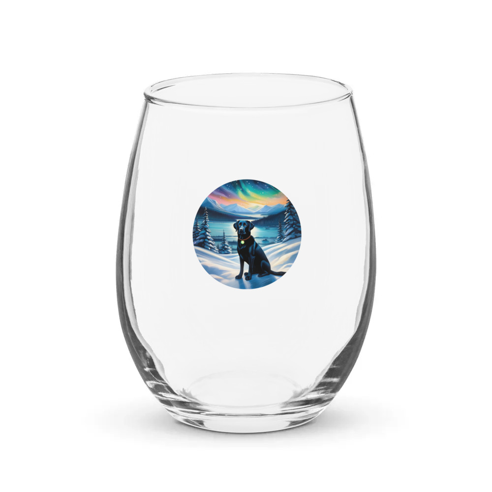PugMug Custom Black Labrador Retriever Stemless Wine Glass