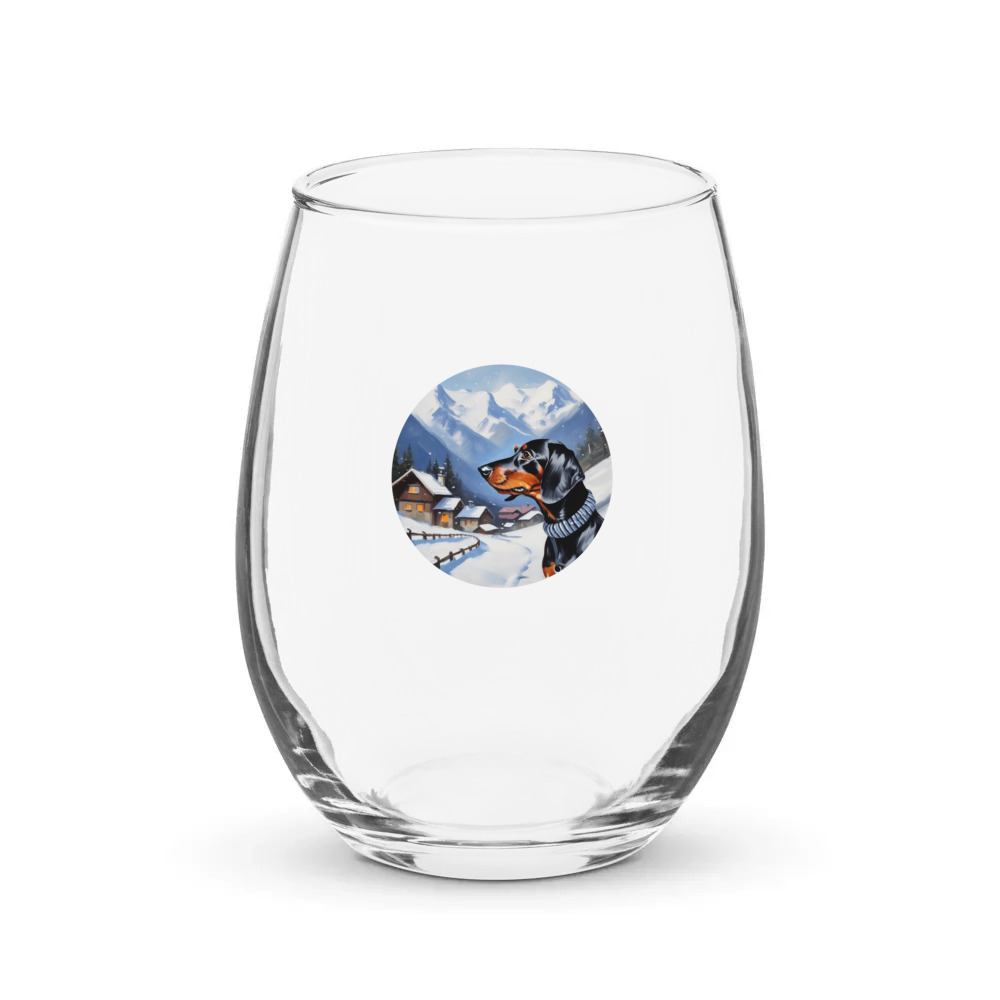 PugMug Custom Black Dachshund Stemless Wine Glass