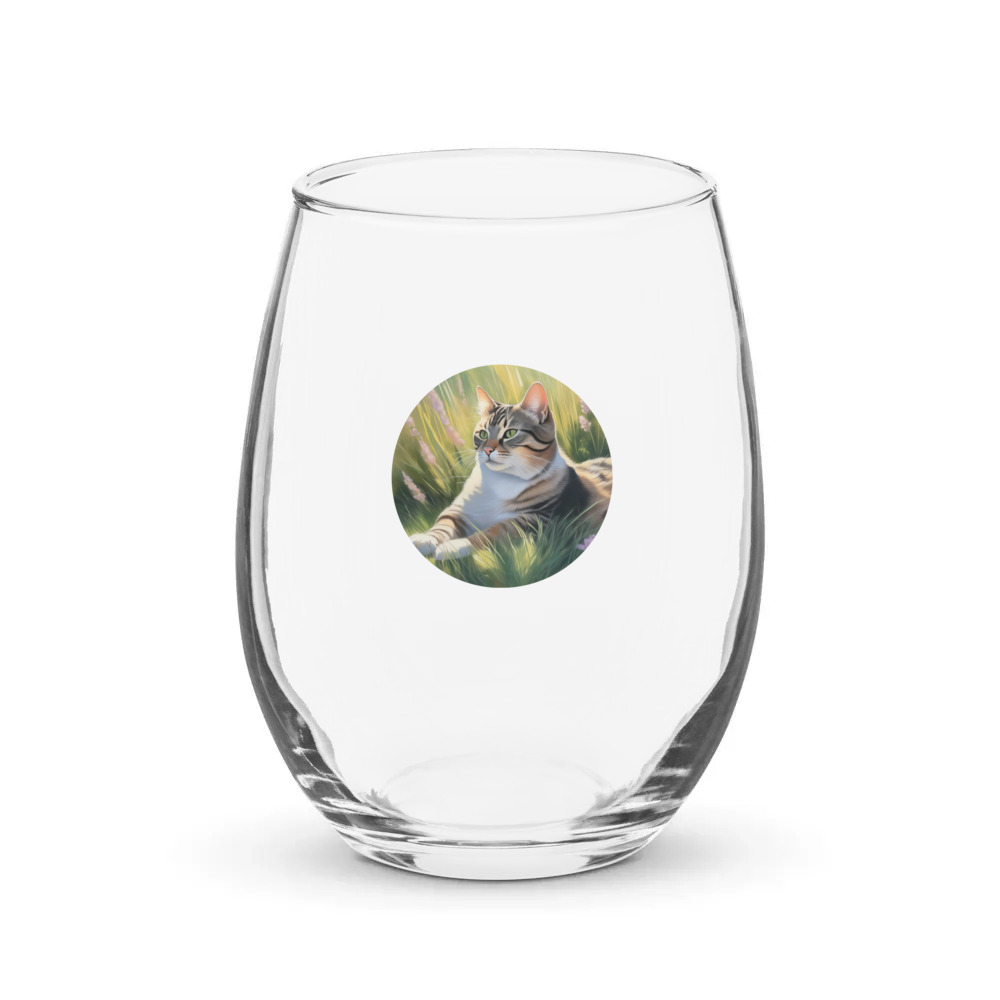 PugMug Custom Tabby Companion Cat Stemless Wine Glass