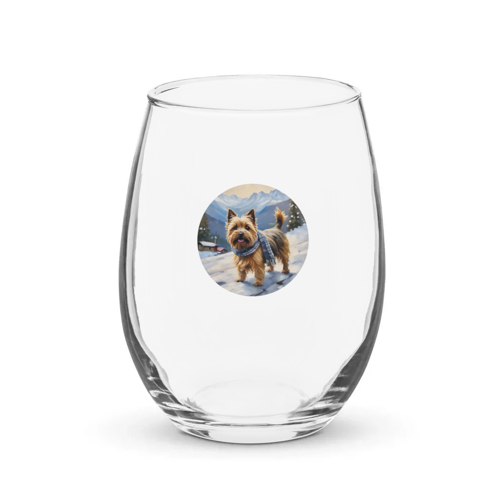 PugMug Custom Cairn Terrier Stemless Wine Glass