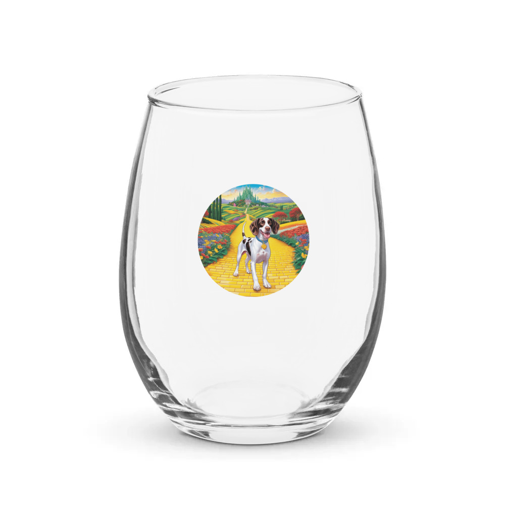 PugMug Custom Pointer Dog Stemless Wine Glass