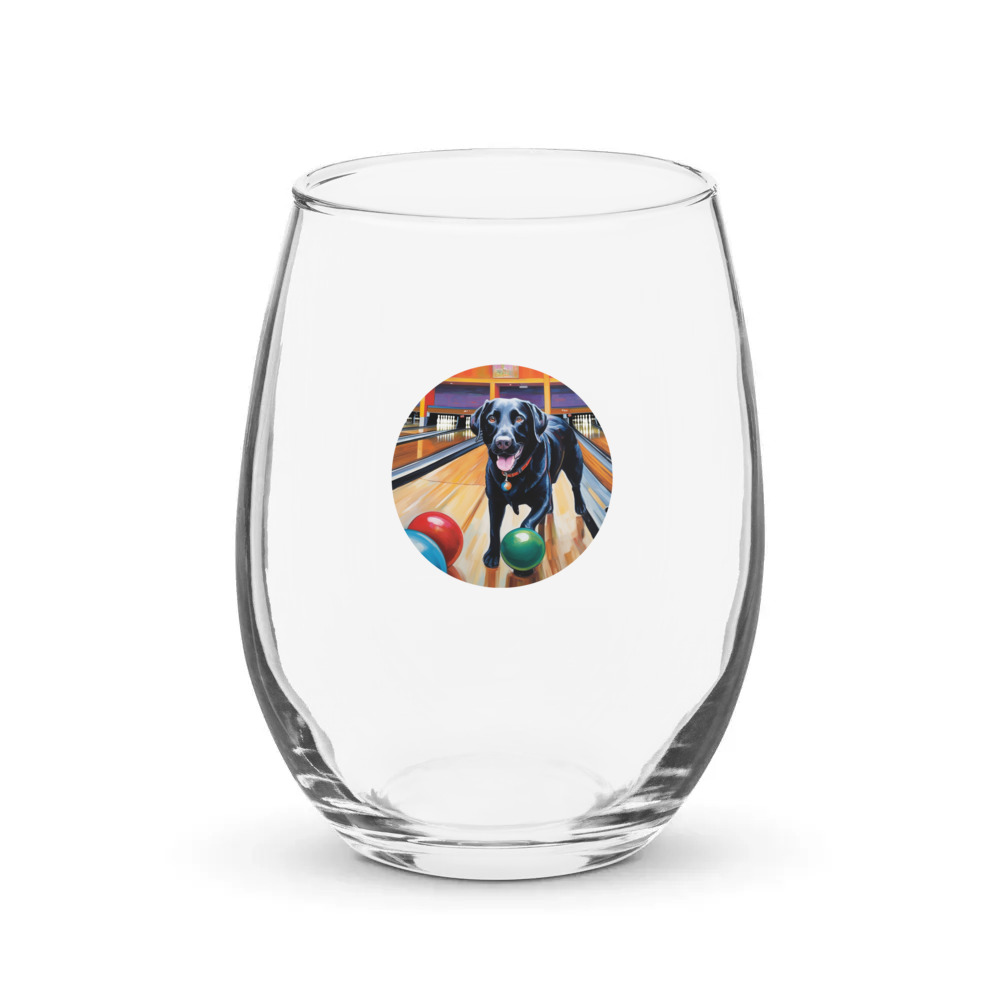 PugMug Custom Black Labrador Retriever Stemless Wine Glass