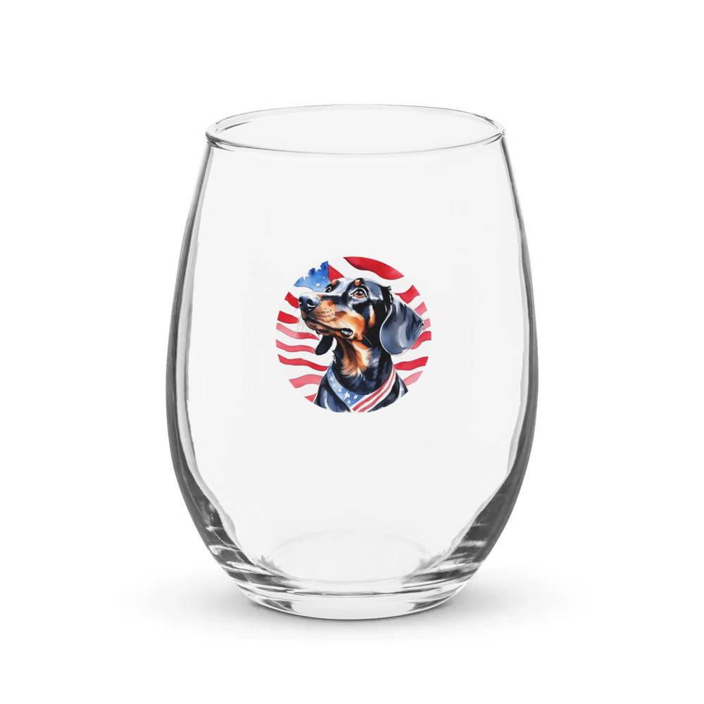 PugMug Custom Black Dachshund Stemless Wine Glass