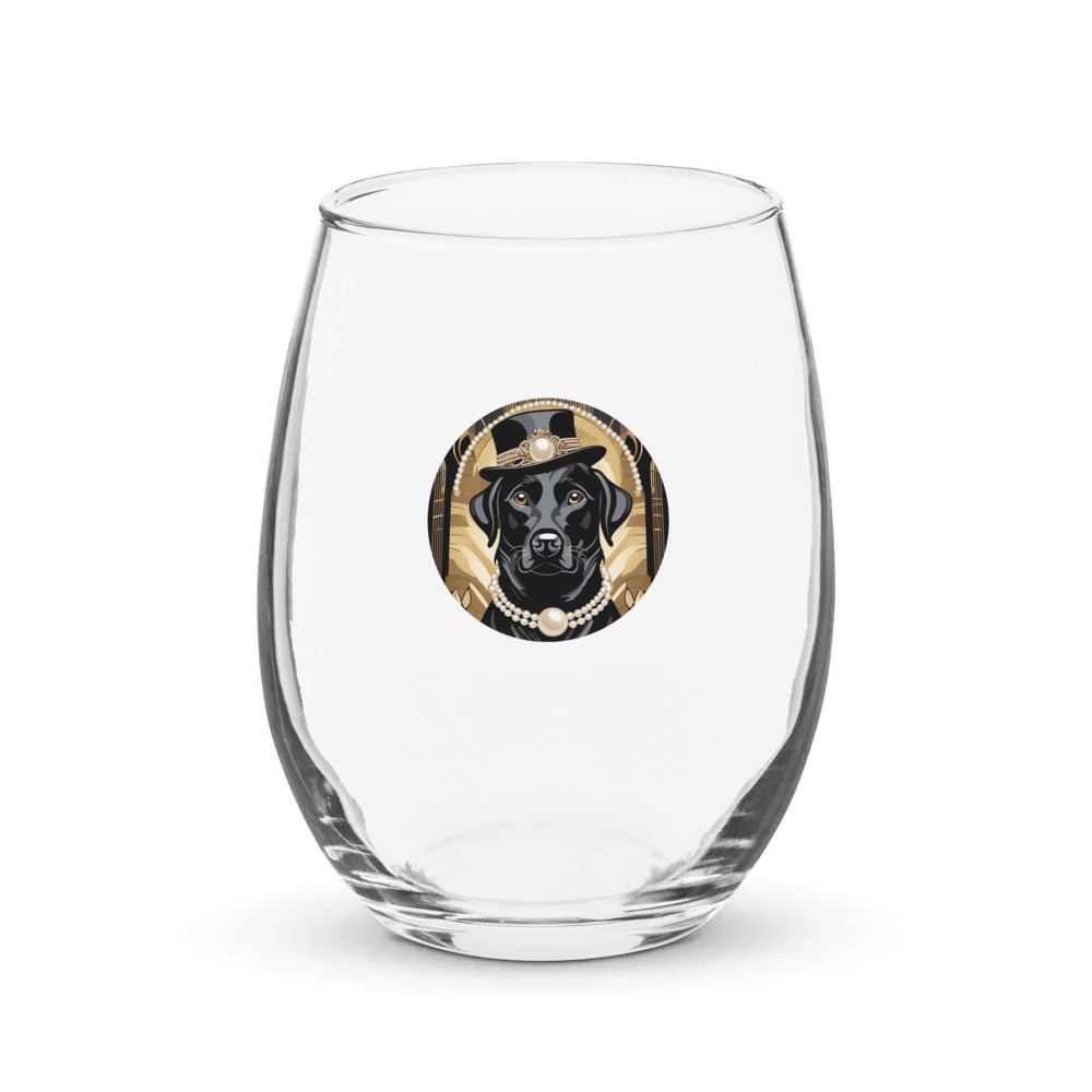 PugMug Custom Black Labrador Retriever Stemless Wine Glass