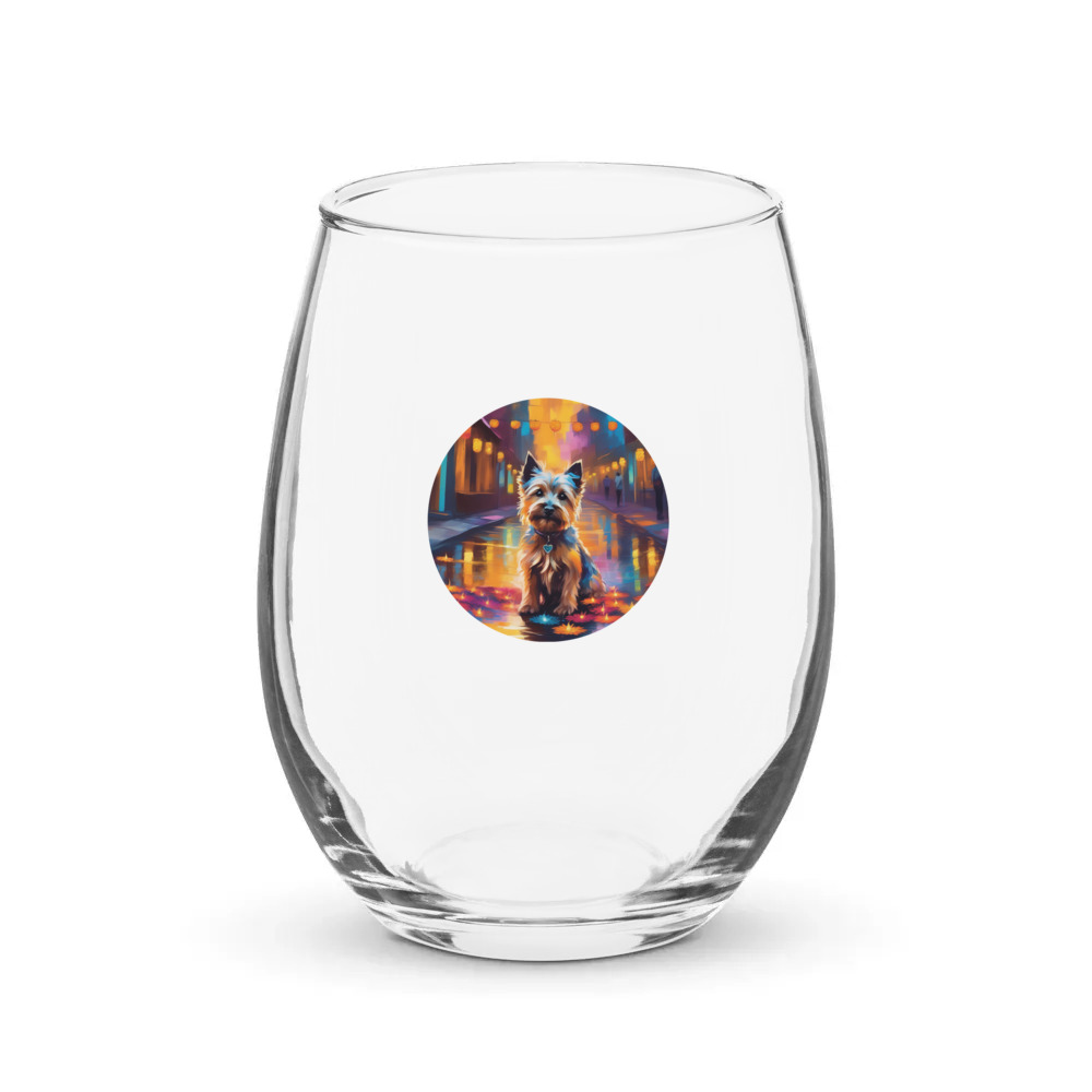 PugMug Custom Cairn Terrier Stemless Wine Glass