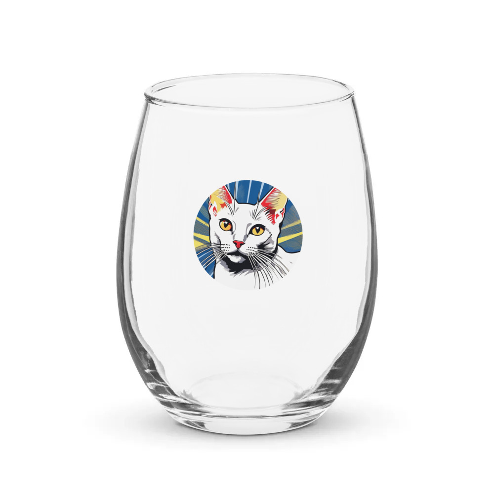 PugMug Custom White Abyssinian Cat Stemless Wine Glass