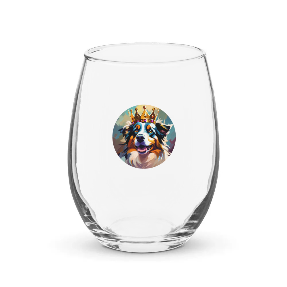 PugMug Custom Australian Shepherd Dog Stemless Wine Glass