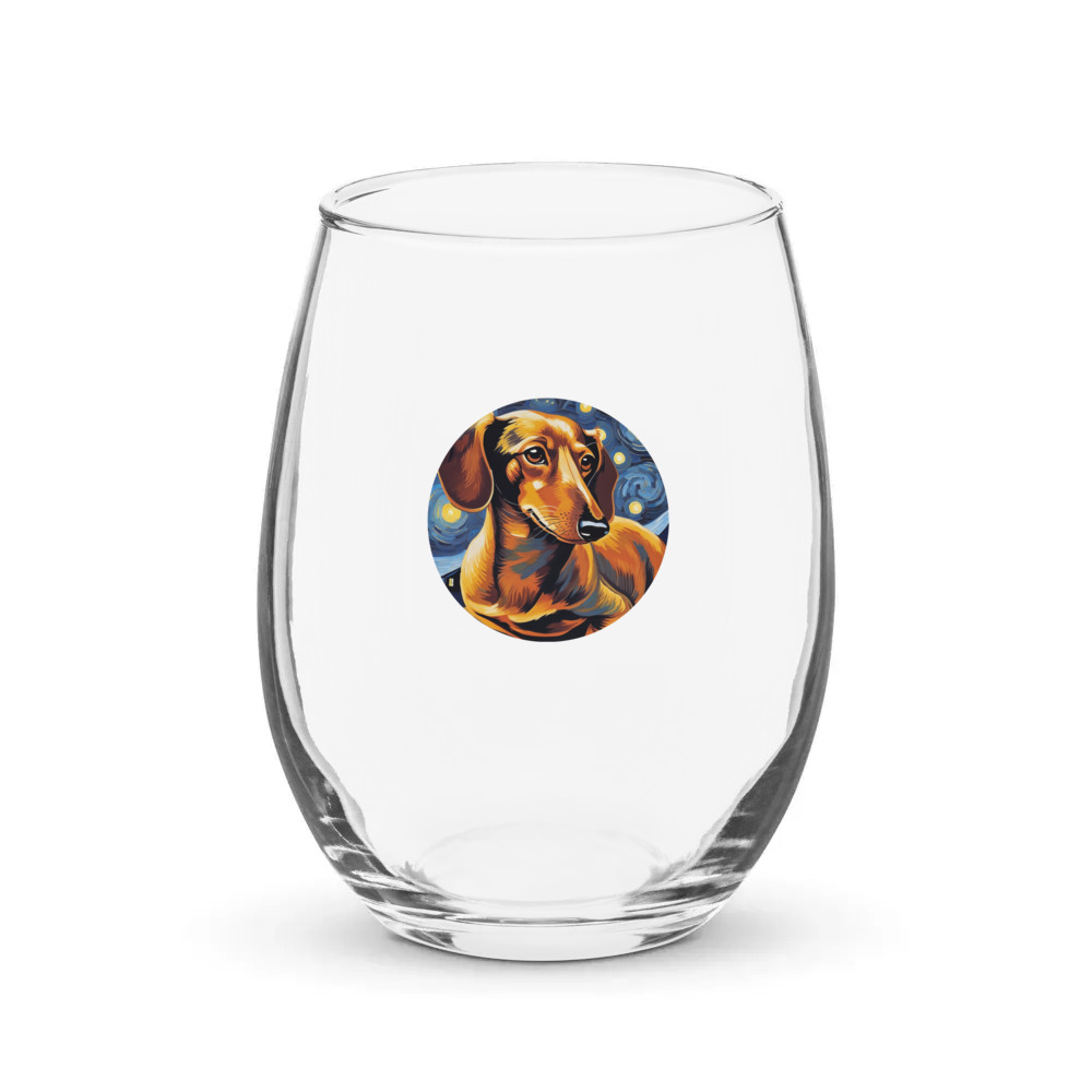 PugMug Custom Tan Dachshund Stemless Wine Glass