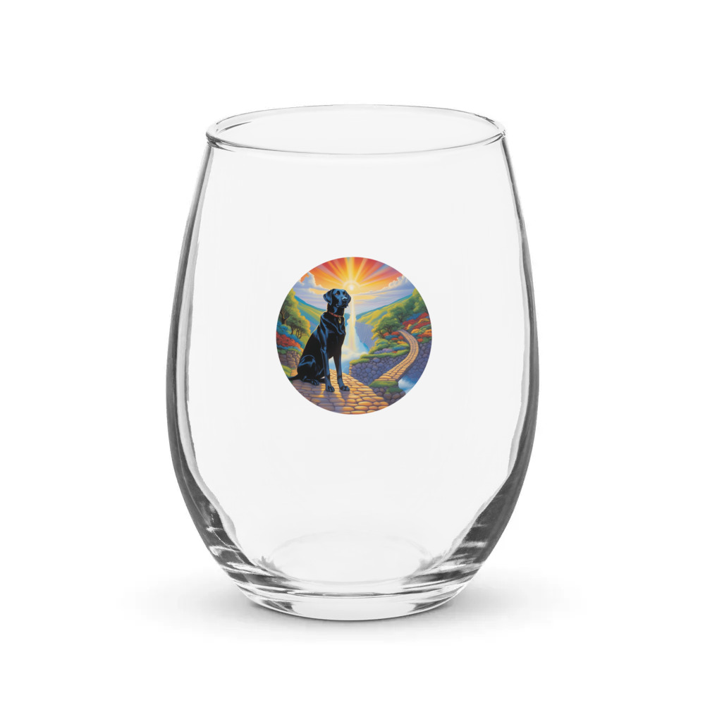 PugMug Custom Black Labrador Retriever Stemless Wine Glass