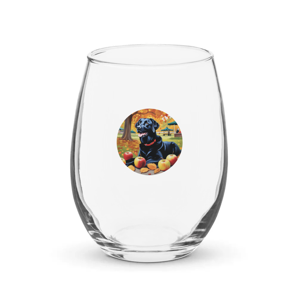 PugMug Custom Black Labrador Retriever Stemless Wine Glass